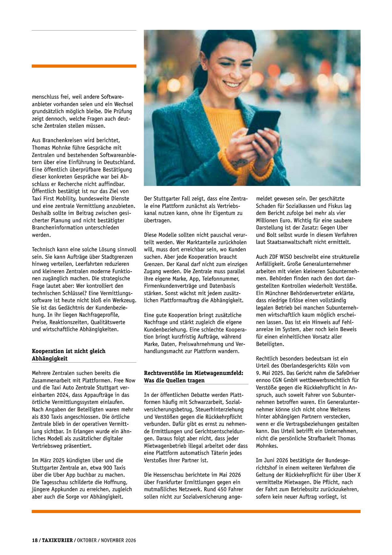Originalseite 18 der Ausgabe Taxikurier Oktober und November 2026
