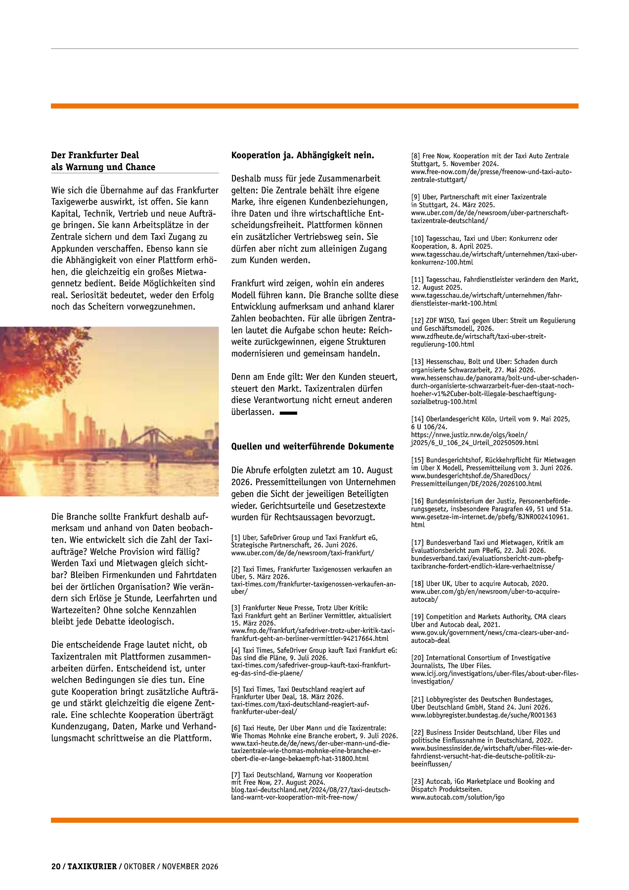 Originalseite 20 der Ausgabe Taxikurier Oktober und November 2026
