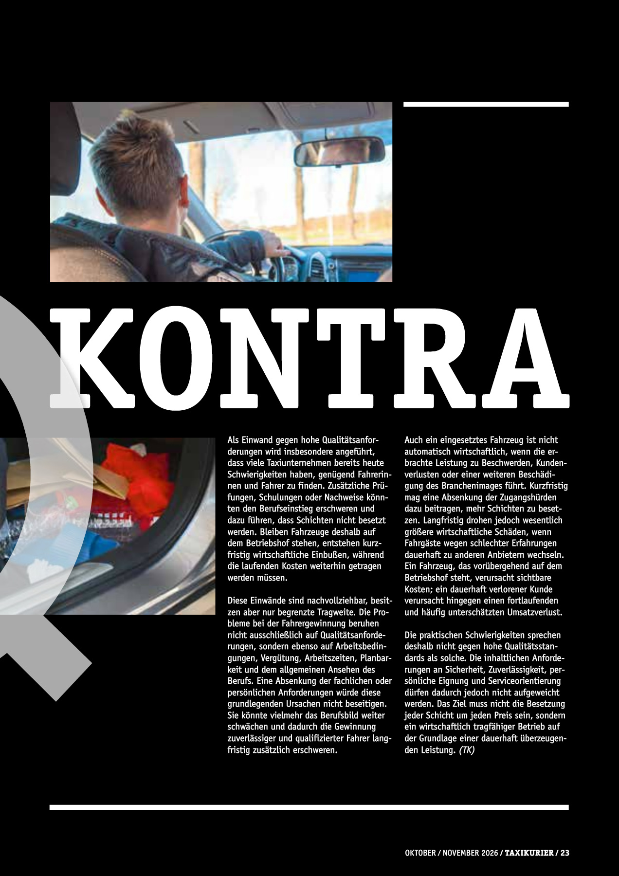 Originalseite 23 der Ausgabe Taxikurier Oktober und November 2026