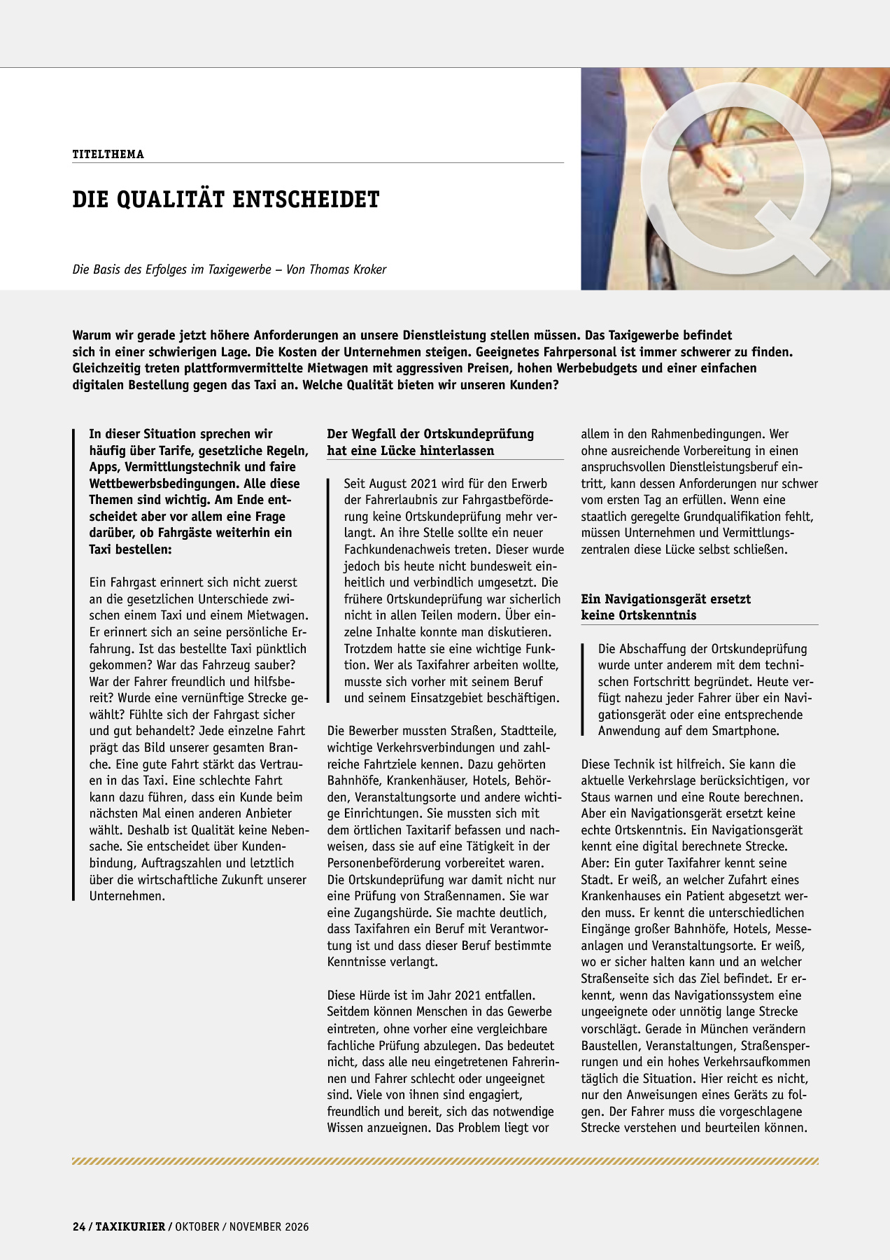 Originalseite 24 der Ausgabe Taxikurier Oktober und November 2026