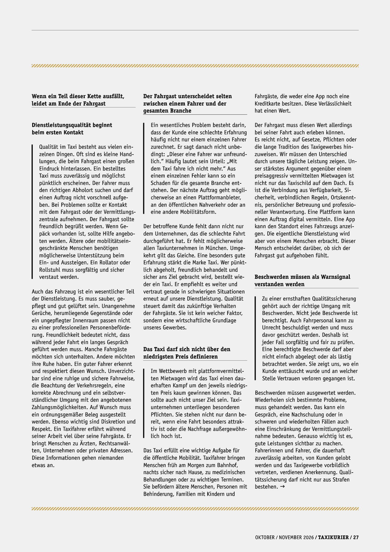 Originalseite 27 der Ausgabe Taxikurier Oktober und November 2026