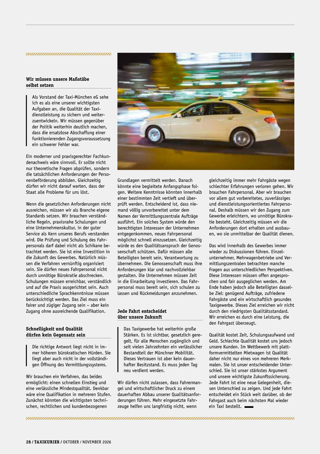 Originalseite 28 der Ausgabe Taxikurier Oktober und November 2026