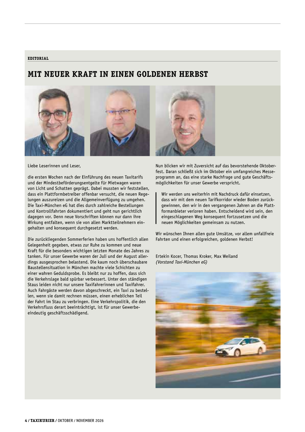 Originalseite 4 der Ausgabe Taxikurier Oktober und November 2026