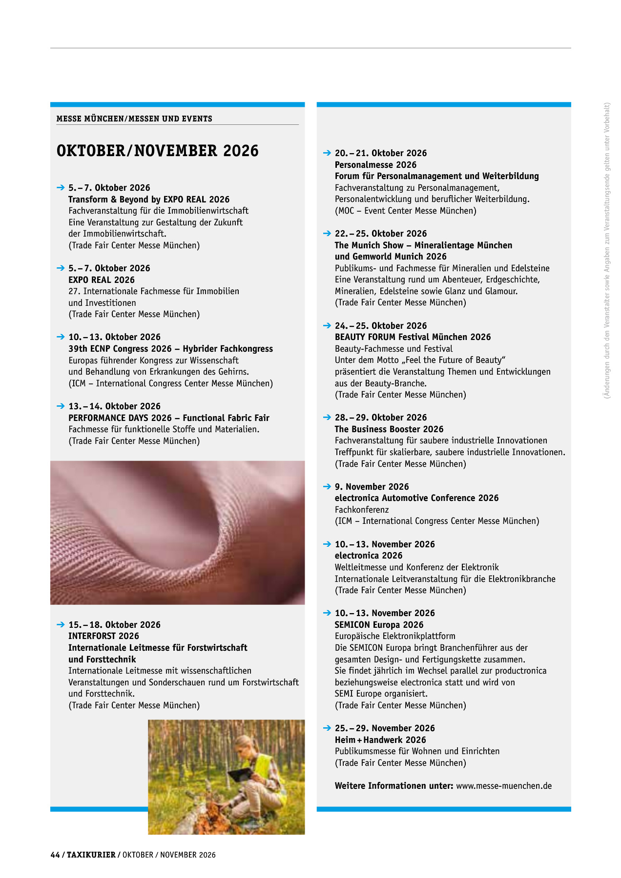 Originalseite 44 der Ausgabe Taxikurier Oktober und November 2026