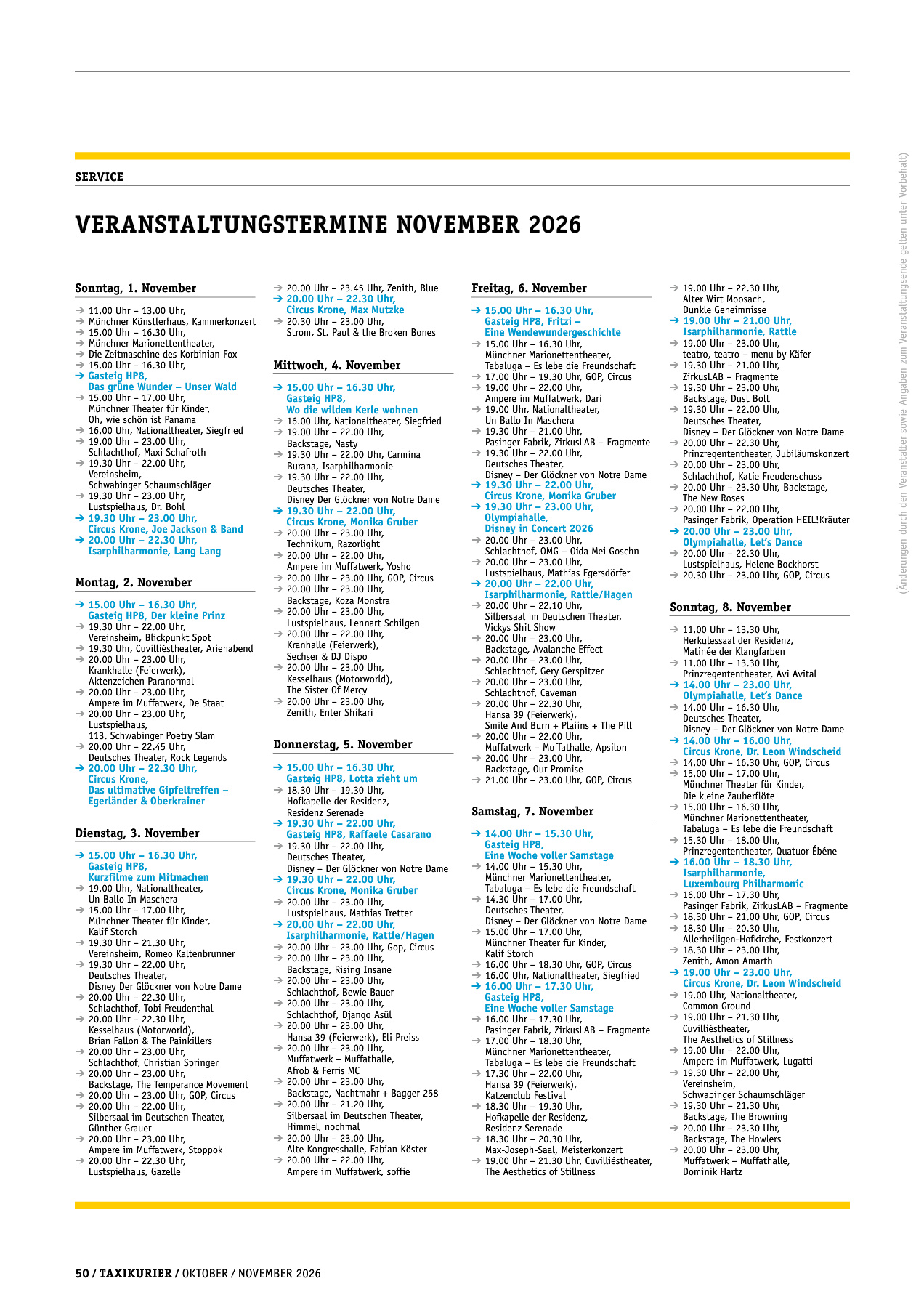 Originalseite 50 der Ausgabe Taxikurier Oktober und November 2026