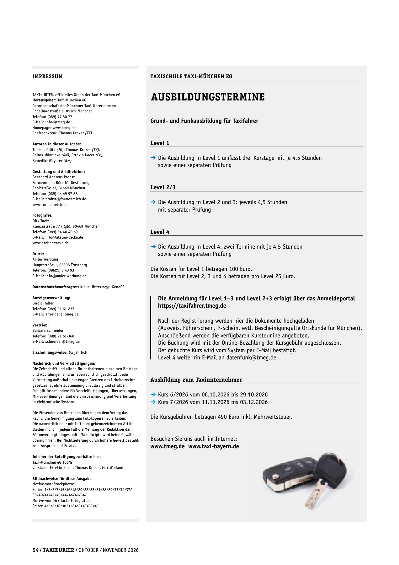Originalseite 54 der Ausgabe Taxikurier Oktober und November 2026