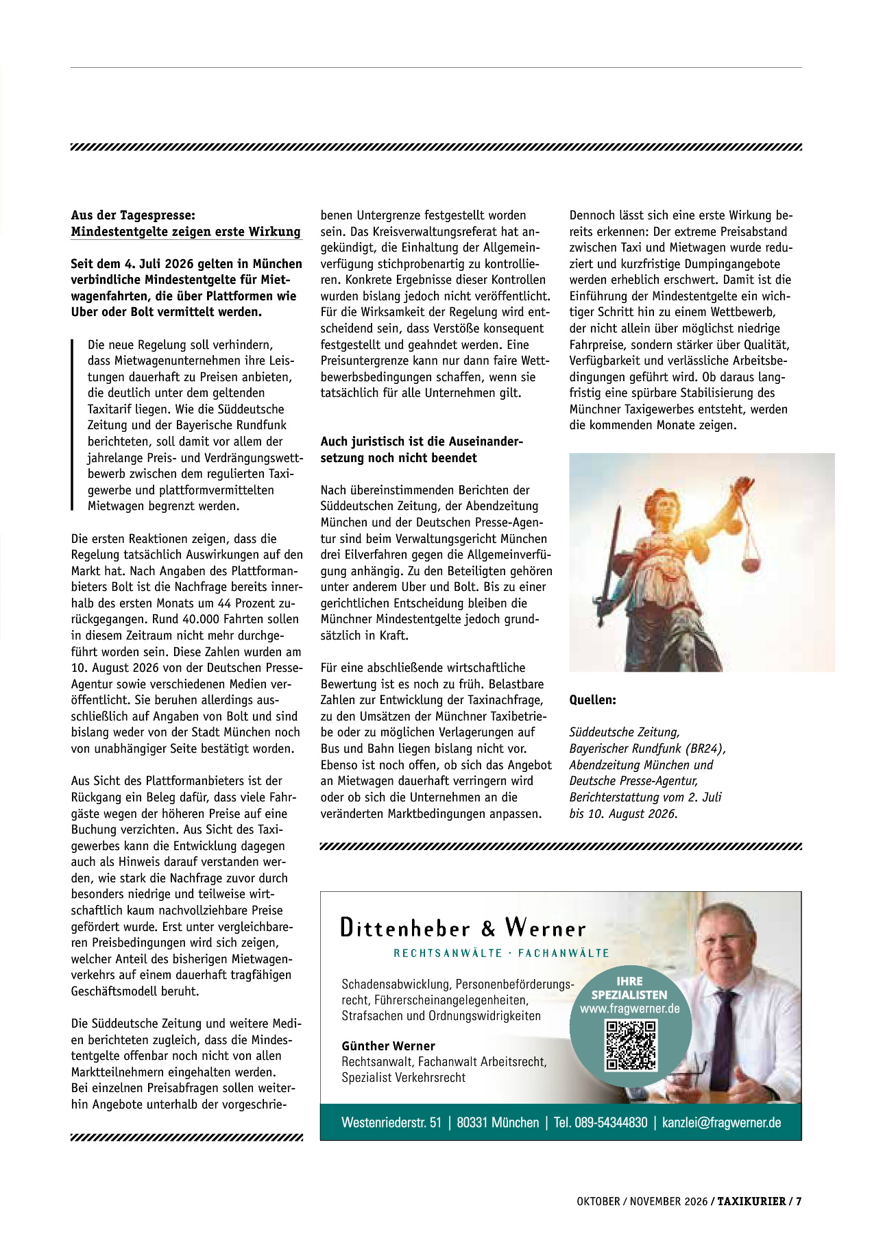 Originalseite 7 der Ausgabe Taxikurier Oktober und November 2026