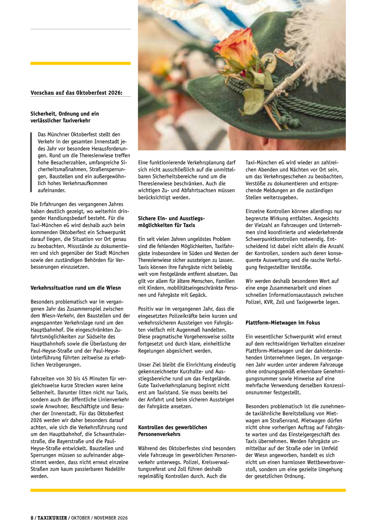 Originalseite 8 der Ausgabe Taxikurier Oktober und November 2026
